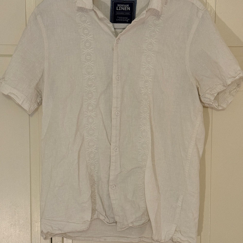White Linen Short Sleeve Shirt